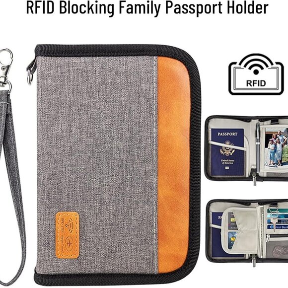 Passport Holder for Famliy Travel Wallet Passport Wallet Document RFID Blocking - Picture 6 of 7